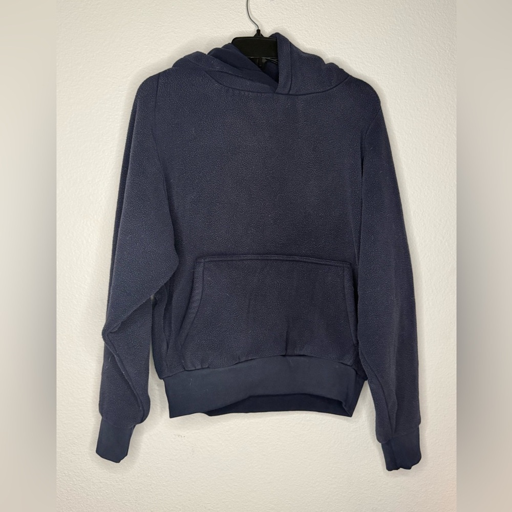 Navy Blue Hooded Pullover Sweatshirt